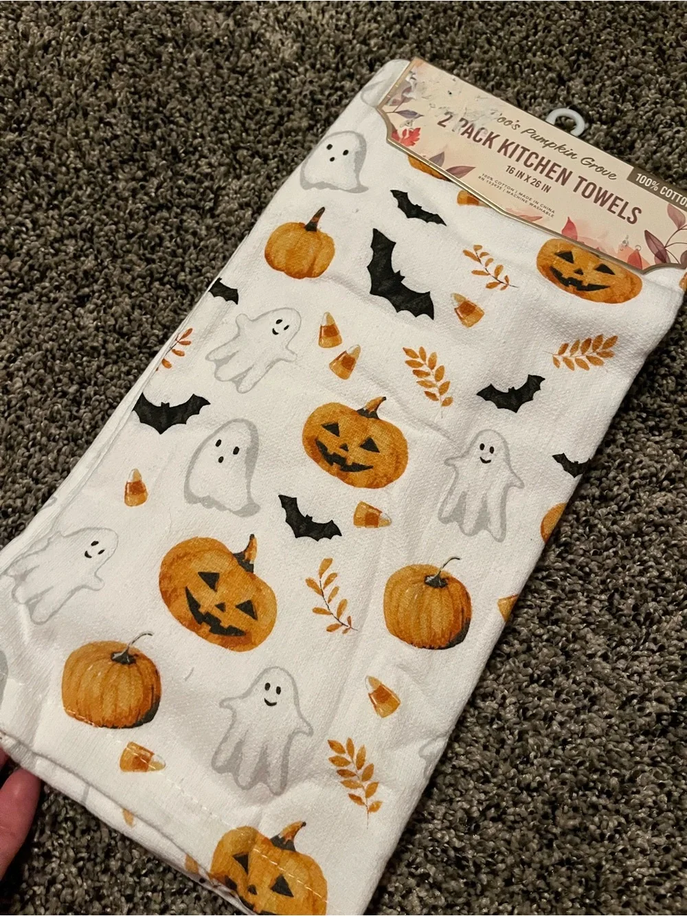 Boos pumpkin grove Halloween kitchen hand towels